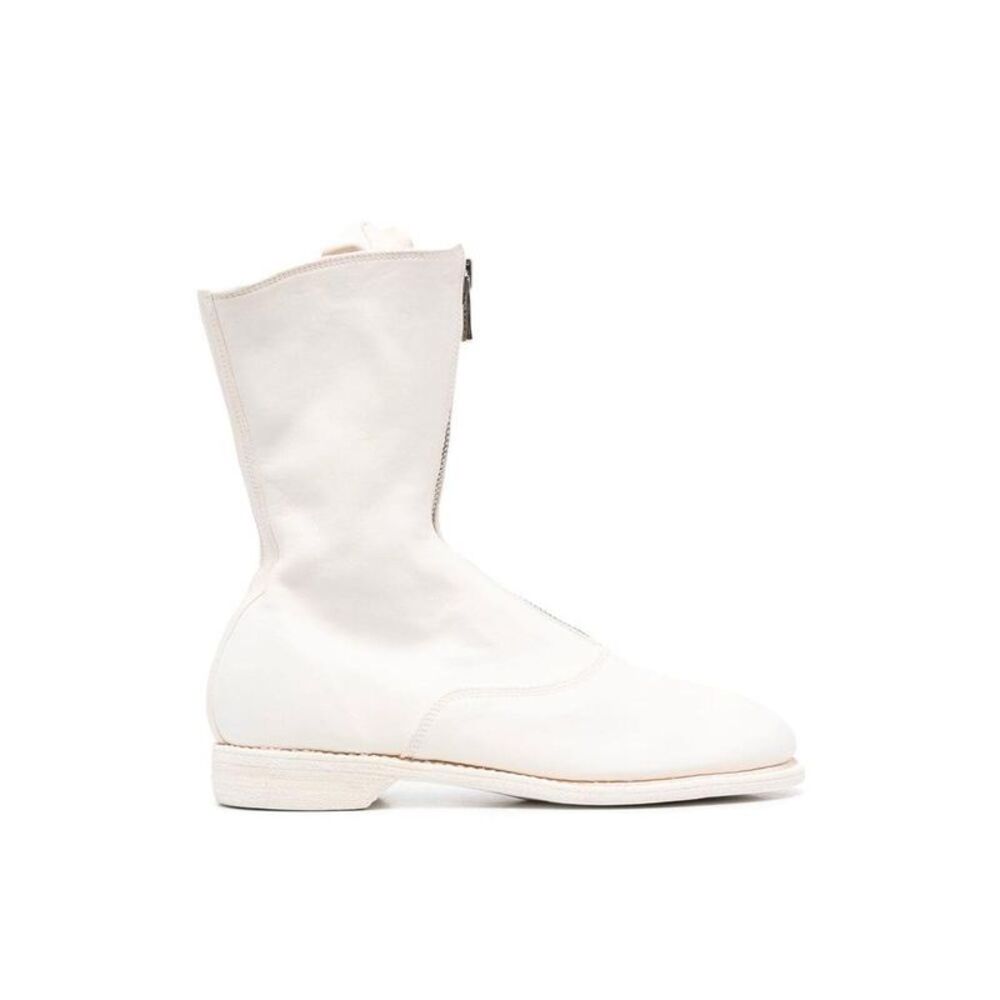 GUIDI Front Zip Mid-Calf Leather Boots Women WHITE
